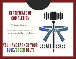 Blue/Green Belt Certificate